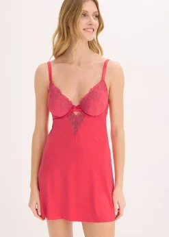 Babydoll en matière brillante avec broderie florale métallisée