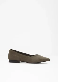 Ballerines en cuir velours