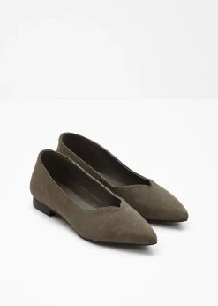 Ballerines en cuir velours