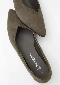 Ballerines en cuir velours