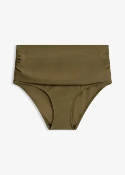 Bas de maillot taille haute sculptant à fronces, maintien léger