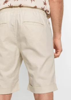 Bermuda à taille élastiquée en lin mélangé, Regular