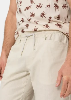 Bermuda à taille élastiquée en lin mélangé, Regular