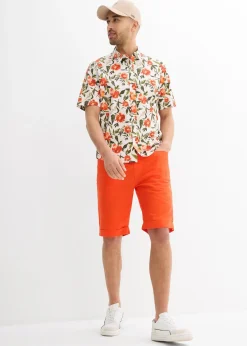 Bermuda à taille élastiquée en lin mélangé, Regular