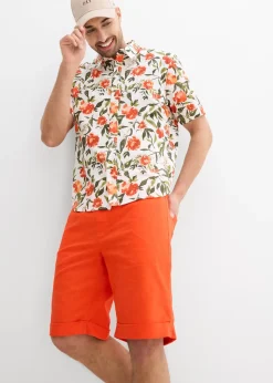 Bermuda à taille élastiquée en lin mélangé, Regular