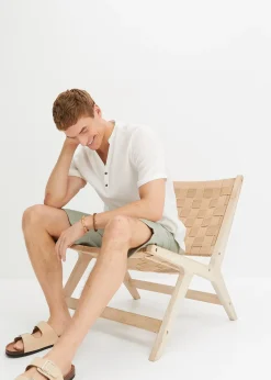 Bermuda à taille élastiquée en lin mélangé, Regular