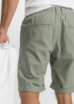 Bermuda à taille élastiquée en lin mélangé, Regular