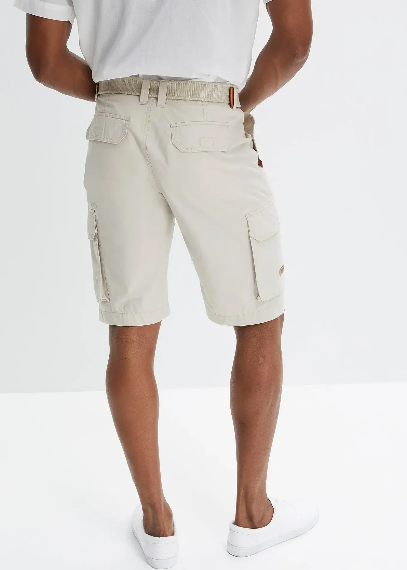 Bermuda cargo avec ceinture et taille élastiquée, Regular