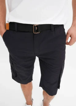 Bermuda cargo avec ceinture et taille élastiquée, Regular