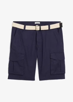 Bermuda cargo avec lin et ceinture, Regular