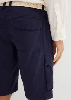 Bermuda cargo avec lin et ceinture, Regular