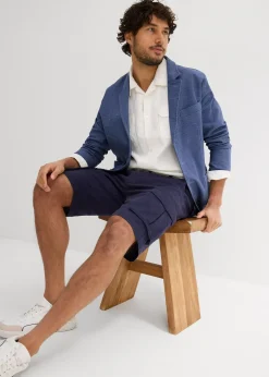 Bermuda cargo avec lin et ceinture, Regular