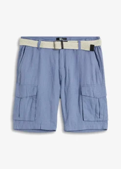 Bermuda cargo avec lin et ceinture, Regular