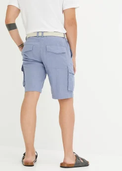 Bermuda cargo avec lin et ceinture, Regular