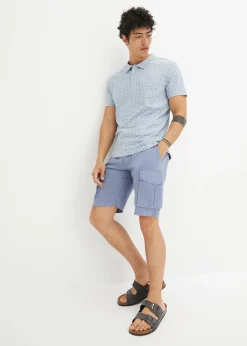 Bermuda cargo avec lin et ceinture, Regular