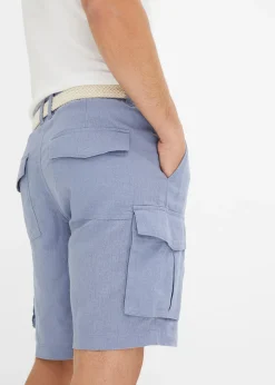 Bermuda cargo avec lin et ceinture, Regular
