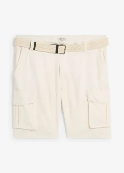 Bermuda cargo avec lin et ceinture, Regular