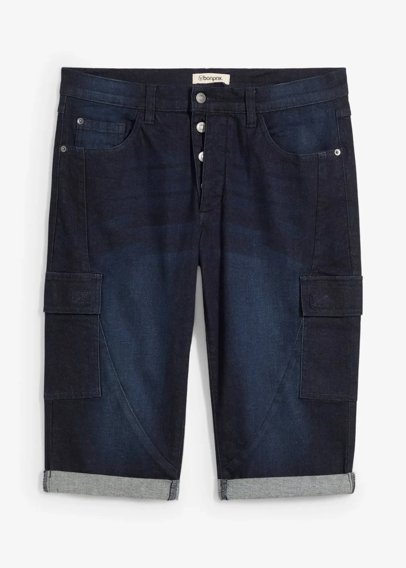 Bermuda cargo en jean extensible, regular