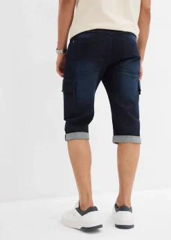 Bermuda cargo en jean extensible, regular