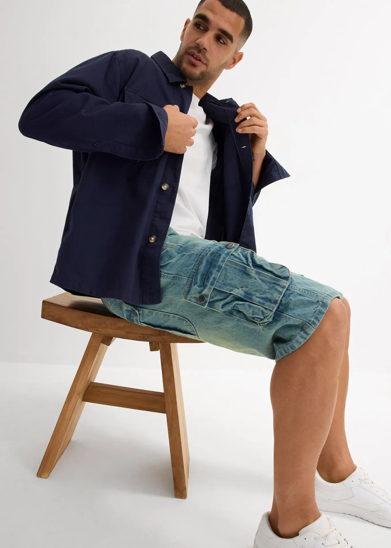 Bermuda cargo en jean, regular