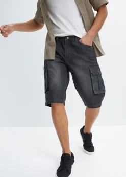 Bermuda cargo long en jean, loose