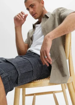 Bermuda cargo long en jean, loose