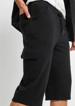 Bermuda cargo long en sweat 100% coton, regular