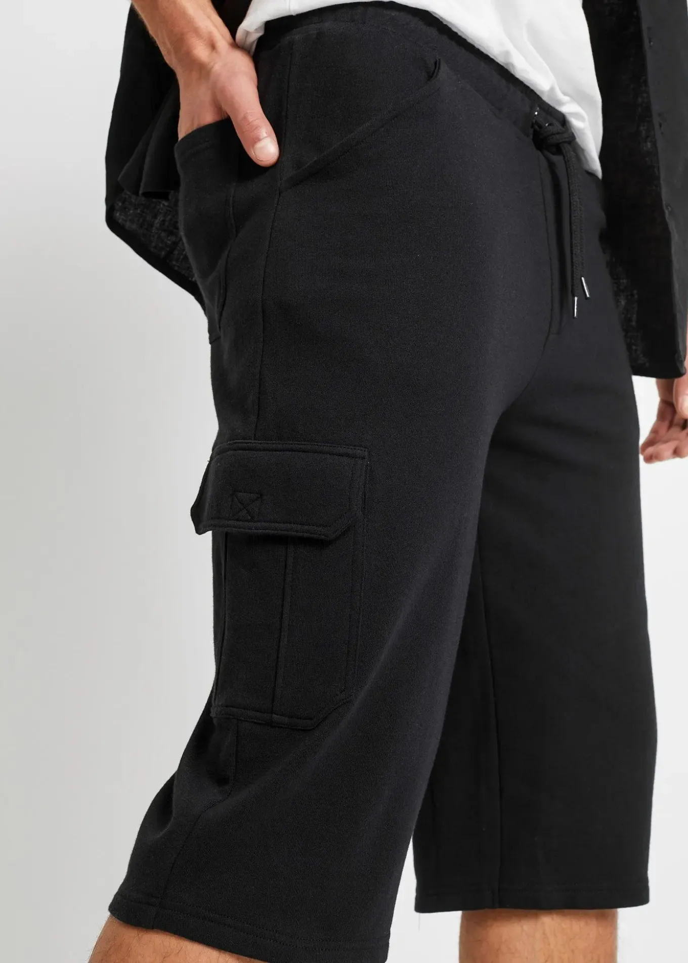 Bermuda cargo long en sweat 100% coton, regular