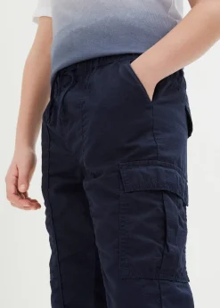 Bermuda cargo regular 100% coton, taille élastiquée