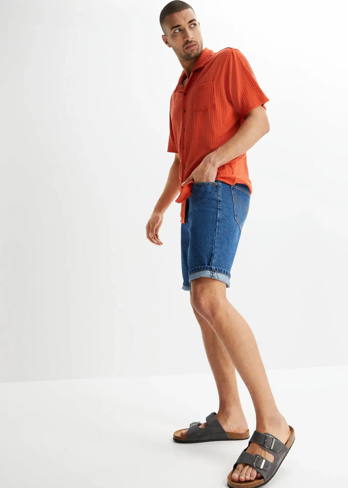 Bermuda classique en jean avec taille élastiquée