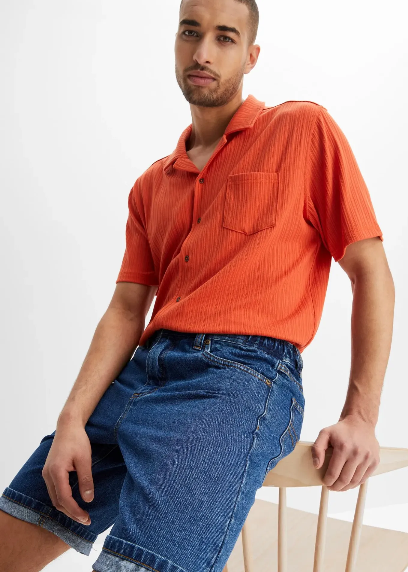 Bermuda classique en jean avec taille élastiquée