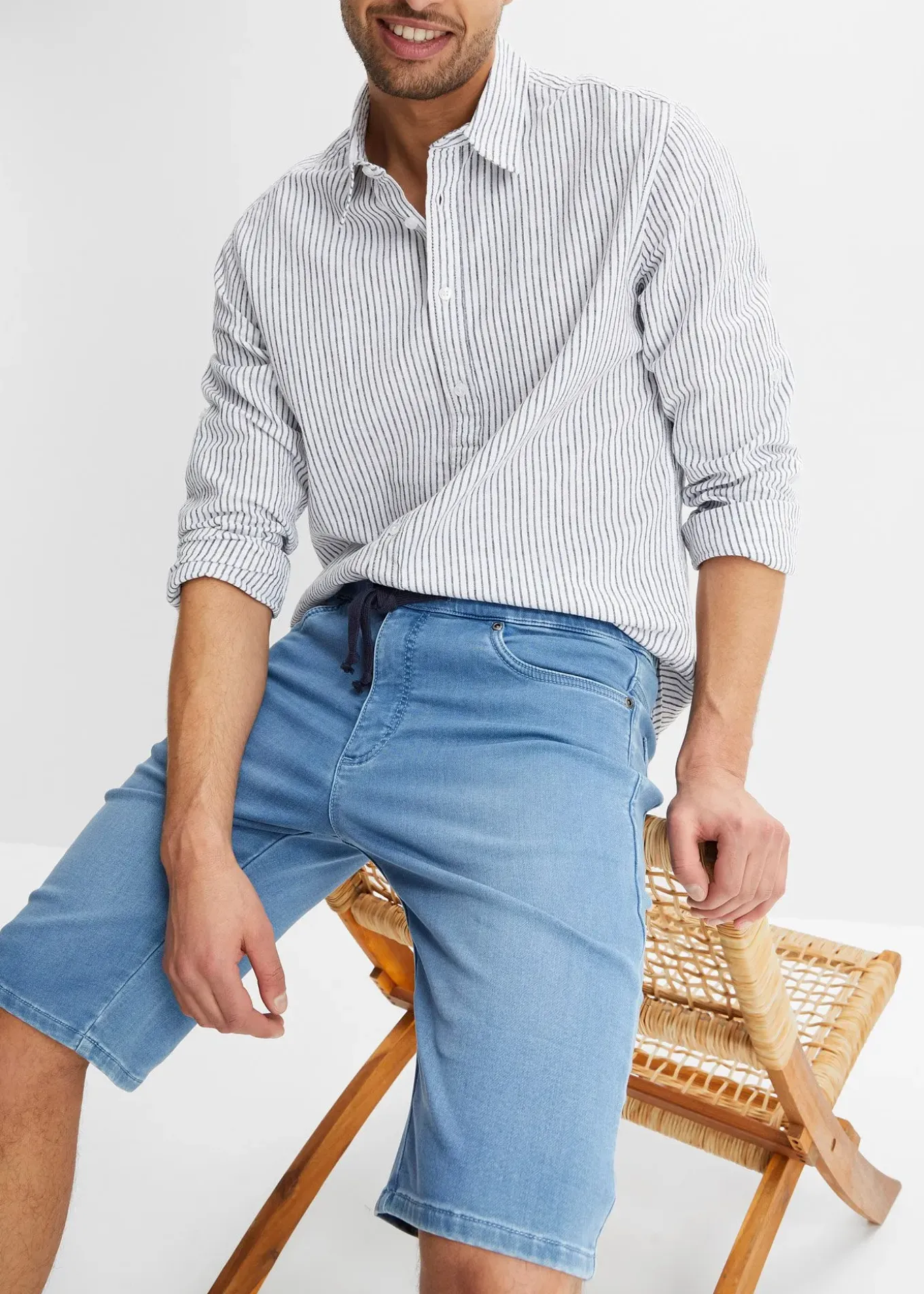 Bermuda confortable en jean et molleton, Regular