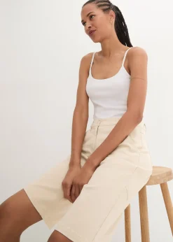 Bermuda en coton, longueur genou, détails utilitaires