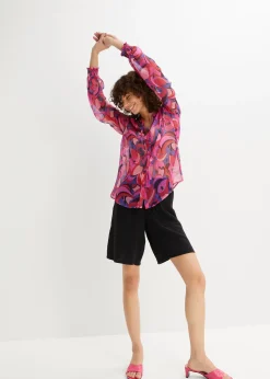 Bermuda en gaze de coton avec taille élastiquée