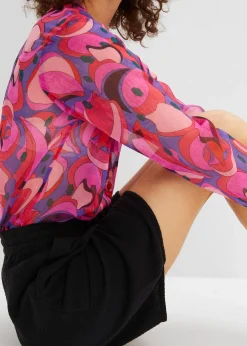 Bermuda en gaze de coton avec taille élastiquée