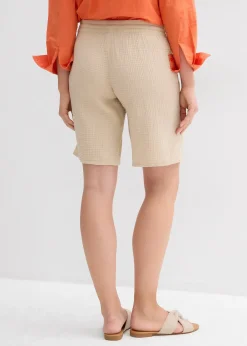 Bermuda en gaze de coton avec taille élastiquée