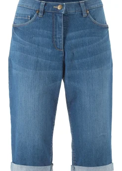 Bermuda en jean à revers, taille mi-haute