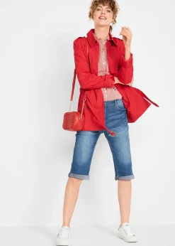 Bermuda en jean à revers, taille mi-haute