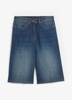 Bermuda en jean à taille haute et élastiquée