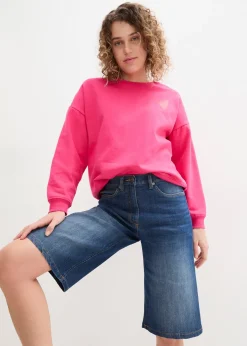 Bermuda en jean à taille haute et élastiquée