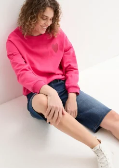 Bermuda en jean à taille haute et élastiquée