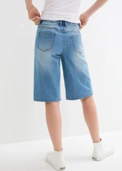Bermuda en jean à taille haute et élastiquée