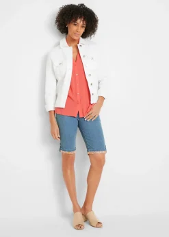 Bermuda en jean avec revers coloré