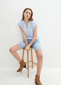 Bermuda en jean, coupe slim, taille mi-haute