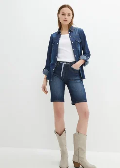 Bermuda en jean, coupe slim, taille mi-haute