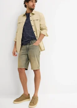 Bermuda en jean délavé effet sali, Regular