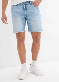 Bermuda en jean extensible à finitions effilochées, loose