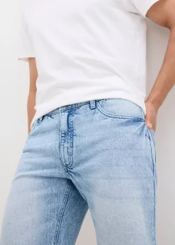 Bermuda en jean extensible à finitions effilochées, loose