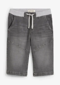 Bermuda en jean extensible à taille élastiquée, Regular