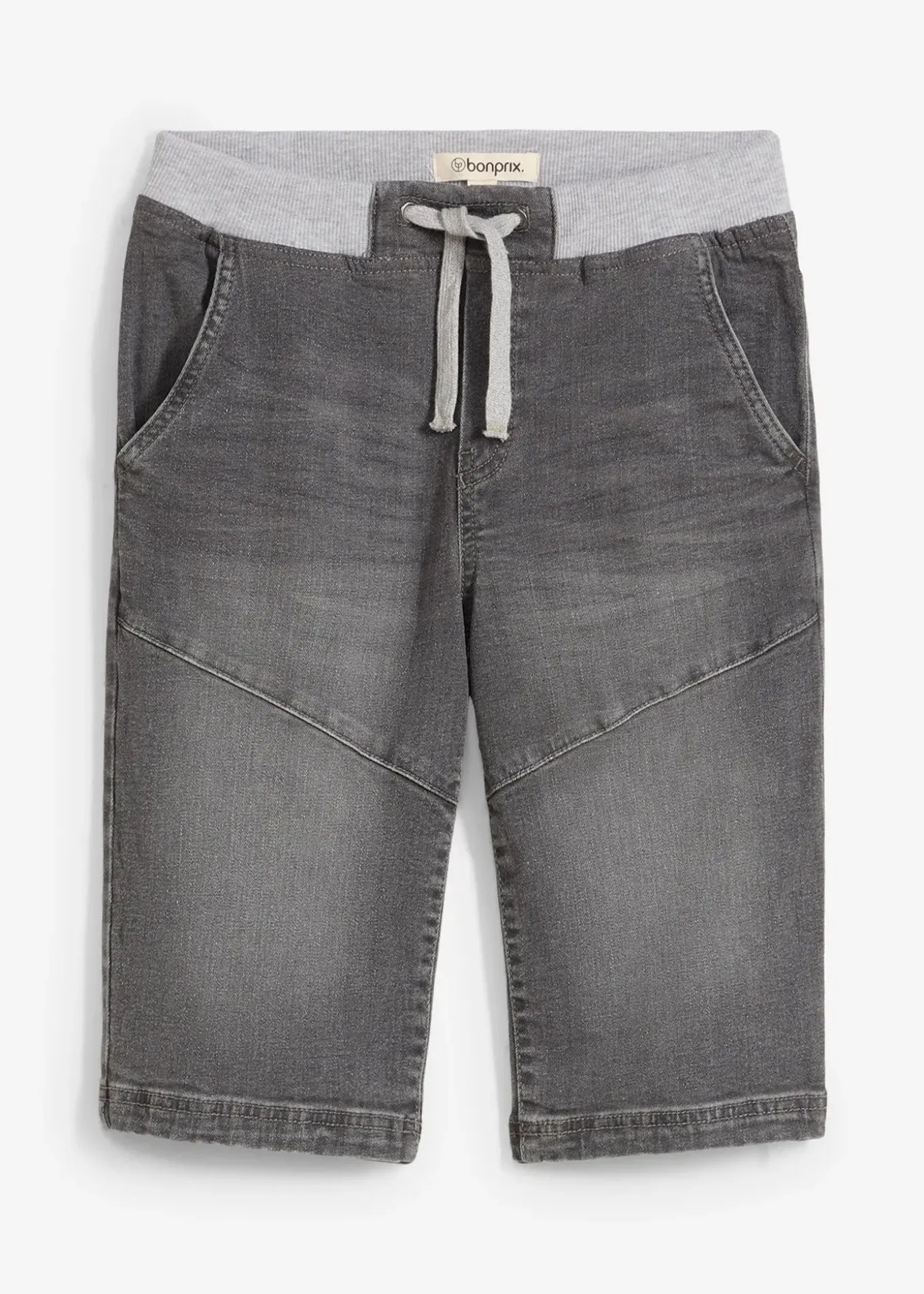 Bermuda en jean extensible à taille élastiquée, Regular